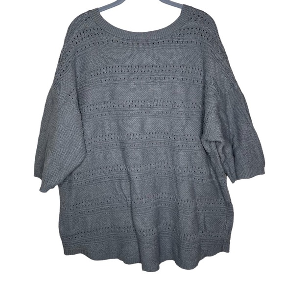 Torrid Pointelle Pullover V-Neck Tunic Sweater icy blue gray women’s size 4 / 4x - Picture 4 of 7